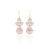 Pink Amethyst Quartz Earrings-Pink Amethyst 16x20mm Pear, 10x12mm Oval, 6x12mm Marquise Sterling Silver Earrings-18k Gold Plated Earrings